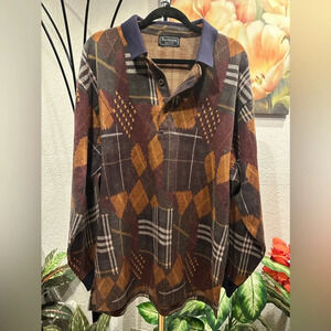 Authentic Burberry multicolor longsleeve polo shirts size L/XL (runs big)